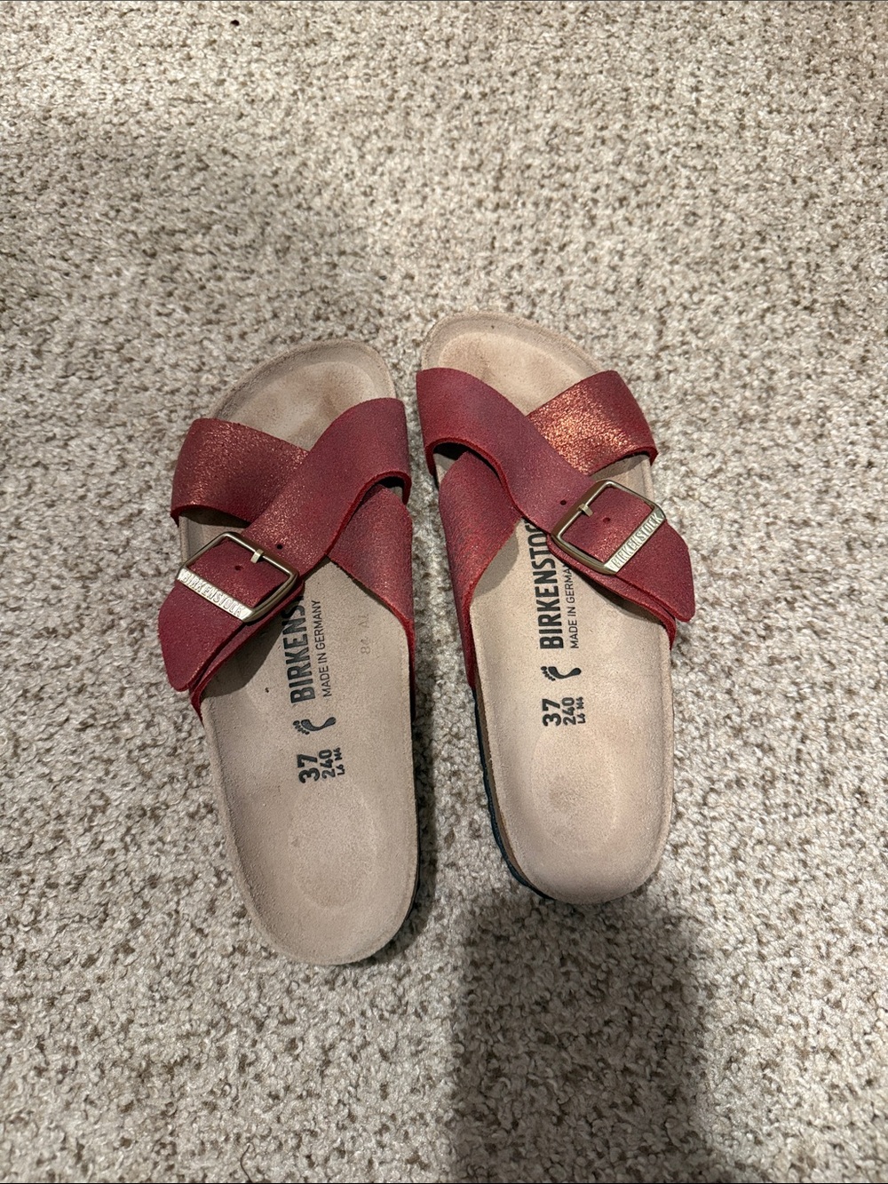 Pink metallic Birkenstocks, barely worn
